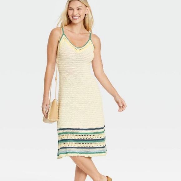 Universal Thread Dresses & Skirts - Universal Thread Women's XS Cream Striped Sweater Tank Knit Cotton Dress